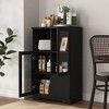 MDF Cabinet with Glass Doors & Drawer, Open Storage for Bedroom, Living Room, Dining Room, Entryway, Modern Multipurpose Storage - 3 of 4