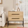 Nightstand w/ Drawers Light Wood Bedside Table, Wide Side Table w/ Metal Legs, Modern Night Stand Bed Side Tables for Bedroom Living Room - 3 of 4
