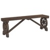 vidaXL Solid Fir Wood Patio Benches - Wagon Wheel Design, Outdoor Seating for Garden/Terrace, 45.3"x11"x15.6", Burnt Wood Finish, 2-Pack - 3 of 4