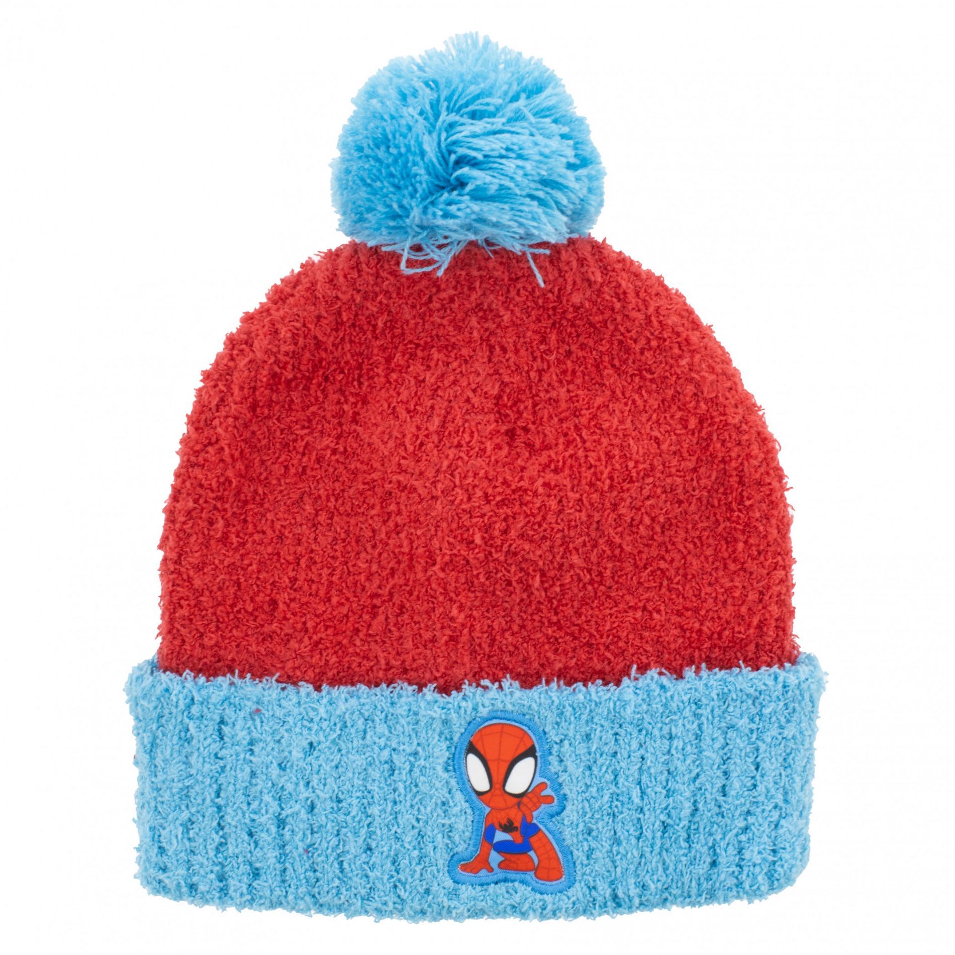 Kids Spider-Man Fuzzy Cuffed Pom Beanie - One Size Fits Most