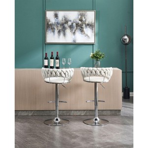 NicBex Swivel Velvet Bar Stools Set of 2,Adjustable Counter Height Bar Stools,Bar Chairs with Chrome Footrest and Base,Barstools for Cafe,Bar - 1 of 4