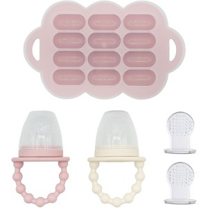 WeeSprout Silicone Baby Food Feeders + Freezer Tray for Batch Prep, Double as Teething Toys, 2-Pack - 1 of 4