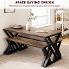 Dining Table Set for 4 with Marble Tabletop Kitchen Table with Benches Space Saving Dining Table Set - 2 of 4
