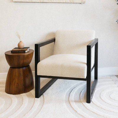 Alarick Cream and Black Transitional Wood Accent Chair