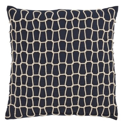 Down Filled Nautical Rope Pillow Navy Blue - Saro Lifestyle