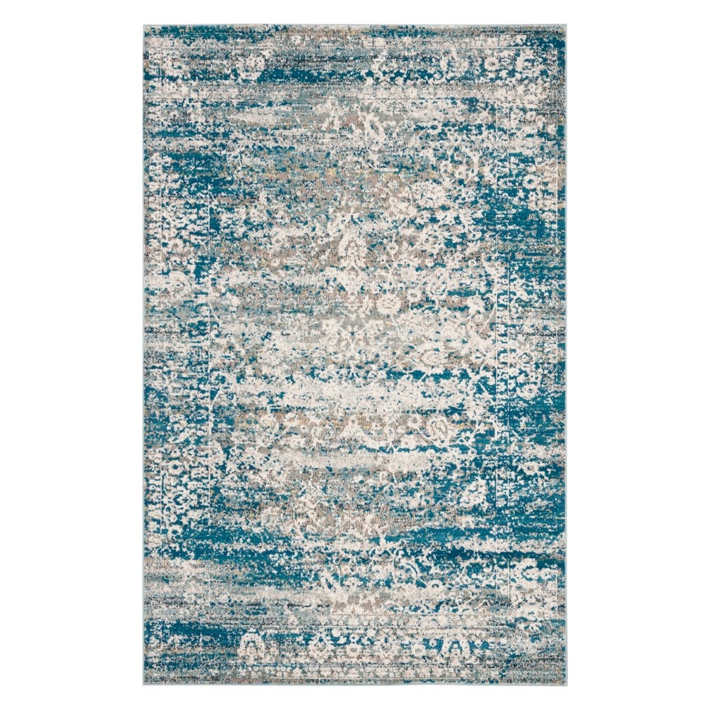 4'x6' Lois Medallion Loomed Area Rug Blue/Cream - Safavieh