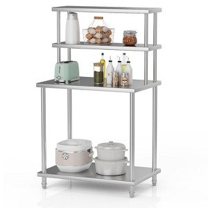Kitchen Prep Shelf, Stainless Steel Work Table with Overshelves, Commercial Heavy Duty Table with Adjustable Undershelf for Home Restaurant Warehouse - 1 of 4
