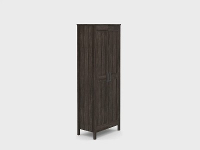 Tall Dark Brown MDF Living Room Cabinet with Adjustable Shelving