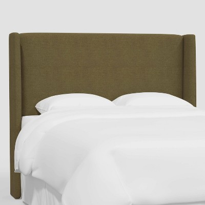 Twin Antwerp Wingback Headboard in Linen Olive - Threshold™: Pine Frame, Box Spring Mount