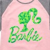 Girls' - Barbie - Logo Shamrock Pattern Shirt Tail Raglan Graphic T-shirt - 2 of 4