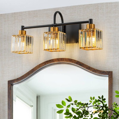 LLHZSY 3/4/5 Light Modern Industrial Dimmable Crystal Bathroom Vanity Light-Curved Metal Appearance With Crystal Shape