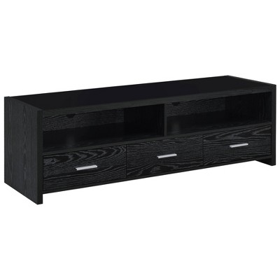 Modern Black Oak TV Console with Silver Hardware