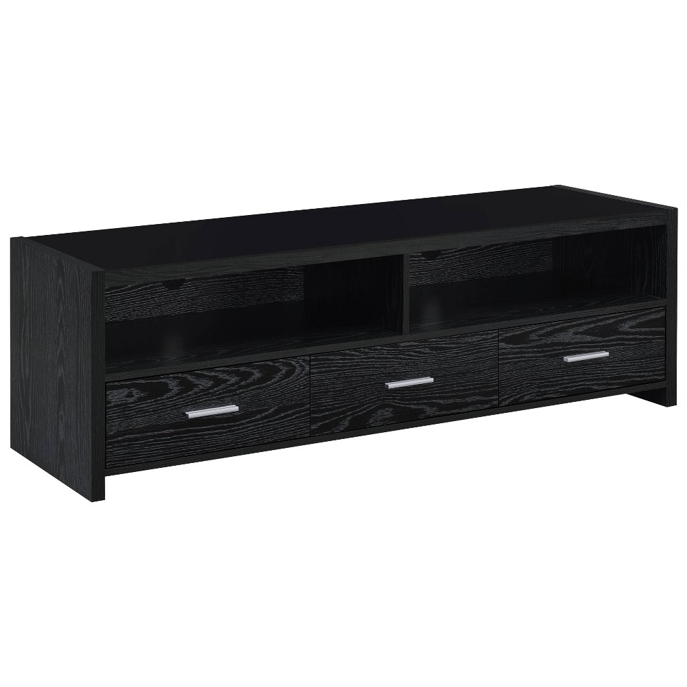 Photos - Display Cabinet / Bookcase Alton 3 Drawer TV Stand for TVs up to 70" Black Oak - Coaster
