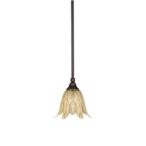 Toltec Lighting Any 1 - Light Pendant in  Dark Granite with 7" Vanilla Leaf Shade - 1 of 1
