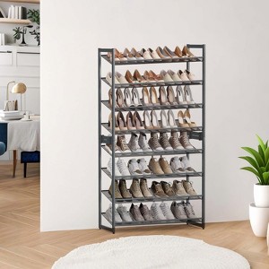 Shoe Rack, 8-Tier Shoe Organizer, Metal Shoe Storage for Garage, Entryway, Set of 2, 4-Tier Stackable Shoe Shelf - 1 of 4