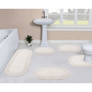 Home Weavers Double Ruffle Collection 100% Cotton Tufted Bathroom Rug Set, Non-Slip Latex Bath Rug Set - 1 of 4