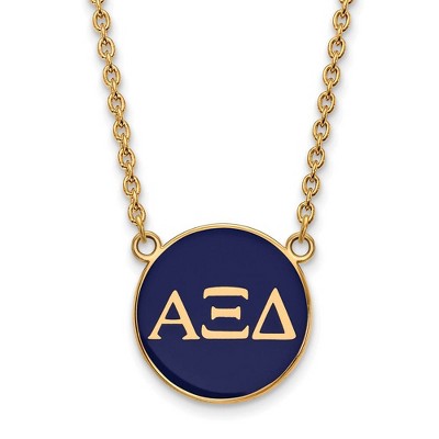 Black Bow Jewelry 14k Yellow Gold Plated Sterling Silver Alpha Xi Delta Greek Life Necklace 18 Inch