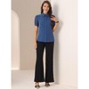 INSPIRE CHIC Women's Sheer Short Sleeve Point Collar Work Button Down Shirt - 4 of 4