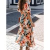 Women's Boho Floral Print Square Neck Beach Party Flowy Ruffle Maxi Dress - 2 of 4