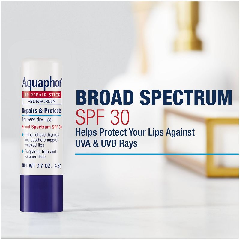 Aquaphor Lip Balm Repair Stick for Chapped Lips - SPF30 - 2pk/.34oz, 3 of 13