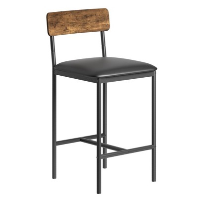 Bar Stools Kitchen Set of 2, Upholstered Counter Height Barstools with Back, Footrest, Bar Chairs for Kitchen, Island, Counter Bar