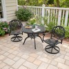 3-Piece Round Cast Aluminum Patio Set with Swivel Chairs,Blue Cushions,and Umbrella Hole - 2 of 4