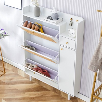 LOVMOR Modern storage cabinet,rattan shoe cabinet, bed top cabinet, small home furniture