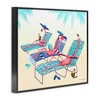 Stupell Industries Pink Flamingos Lounging Beach Chairs Tropical Scene Black Framed Giclee Art - 3 of 4