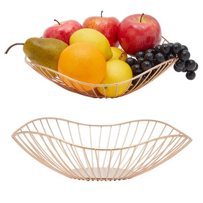 Juvale 2 Pack Wire Fruit Bowl, Rose Gold Kitchen Accessories (10 x 10 x 2.8 in)