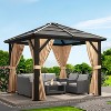 10x10ft Hardtop Gazebo, Outdoor Canopy Aluminum Frame Permanent Gazebo with Netting and Curtains, Polycarbonate Garden Tent for Patio Lawn Backyard - 2 of 4