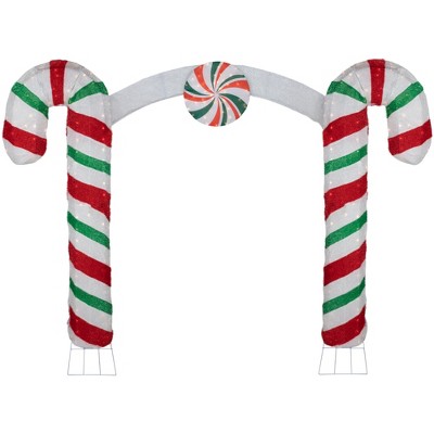 Northlight 7' Lighted Double Candy Cane Archway Outdoor Christmas ...