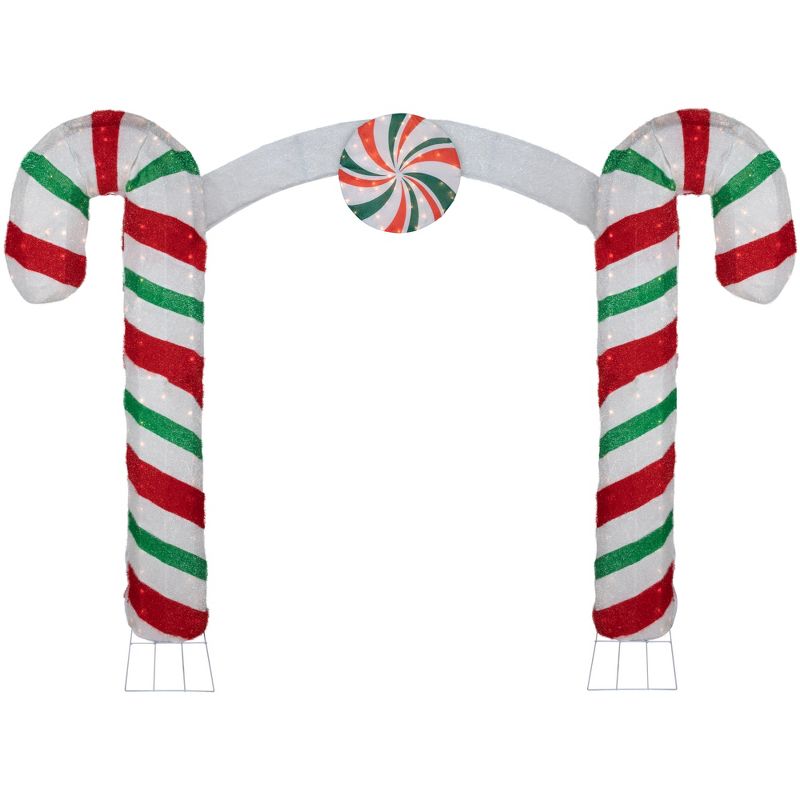 Northlight 7' Lighted Double Candy Cane Archway Outdoor Christmas Decoration, 1 of 7