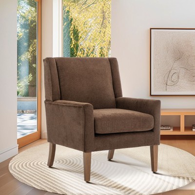 Modern Wingback Accent Chair, Upholstered Armchair with Lounge Seat & Wood Legs