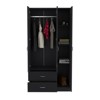 SEVOBAL Armoires 3 Door Armoire with Two Drawers Shelves and Hanging Rod for Bedroom Closet and Storage Solutions, Black, 35.4"*18.5"*70.8" - 2 of 4