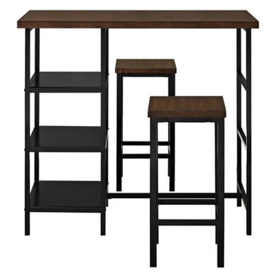 3pc Hugo Counter Height Dining Set with Wood Top Dark Mahogany - Dorel Living