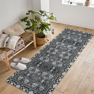Acekool Area Rugs: Washable Non-Slip Boho Floral Carpet, Soft Low Pile Foldable Stain Resistant Rugs for Living Room, Bedroom, Home, Dining Room - 1 of 4