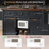 53.7" Farmhouse Kitchen Storage Island with Power Outlet, 2 Sliding Barn Door with Drop Leaf, Spice Rack Rolling Kitchen Cart on Wheels - 3 of 4
