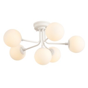 JONATHAN Y Olivier Parisian 24" 6-Light Globe Modern Industrial Iron Bistro LED Semi Flush Mount - 1 of 4