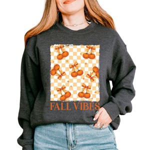 Simply Sage Market Fall Vibes Checked Pumpkins Sweatshirt - 1 of 4