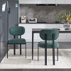 Gulches Set of 2 Green Mid Century Boucle Dining Chairs with Black Metal Legs - 4 of 4