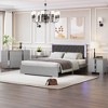 TiramisuBest Contemporary Style 3pc Bedroom Set Queen Size Bed And 2x Nightstands Black Wood Gold Accent Legs - 2 of 4