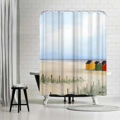 Americanflat Beach Huts 4 by Hans Paus 71" x 74" Shower Curtain