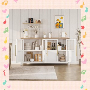 Garvee Side Panel Buffet with 4 Glass Doors, 55 Inch (Approx. 139.7 cm) Large Buffet with Storage - 1 of 4