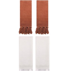 REGALWOVEN 4 Packs Cotton Absorbent Soft Turkish Hand Towels with tassel for Bathroom - 1 of 4
