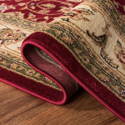 Red and Ivory Floral Motif 4' x 6' Synthetic Area Rug