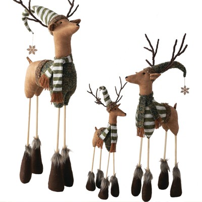 Sullivans Set of 3 Standing Deer Figurines 37"H, 32"H & 23"H Brown