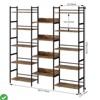 Triple-Wide 5-Tier Industrial Bookshelf – Tall Rustic Bookcase with 4 Open Display Shelves for Bedroom or Home Office - 3 of 4