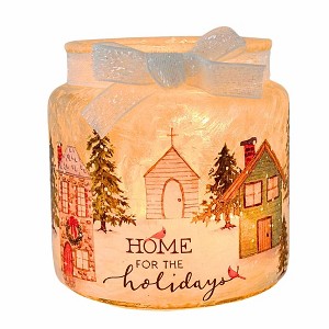 Stony Creek 4.0 Inch Home For The Holidays Pre-Lit Jar Homes Trees Ribbon Novelty Sculpture Lights - 1 of 4