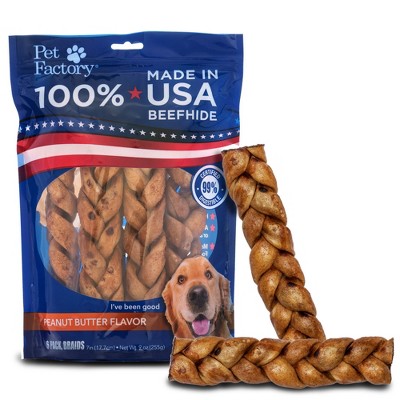 Pet Factory Made in USA Beefhide Braided Sticks