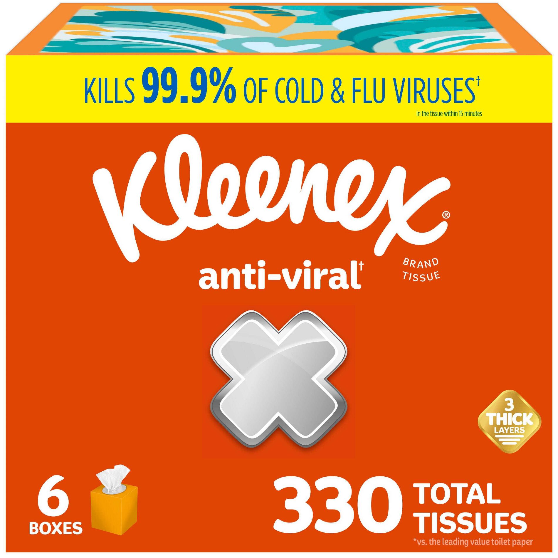 Kleenex Anti-Viral 3-Ply Facial Tissue - 55ct
